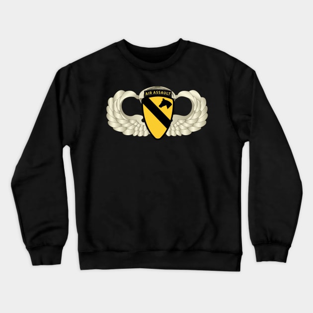 1st Cavalry Div Air Assault w Basic Airborne Badge wo Txt Crewneck Sweatshirt by twix123844